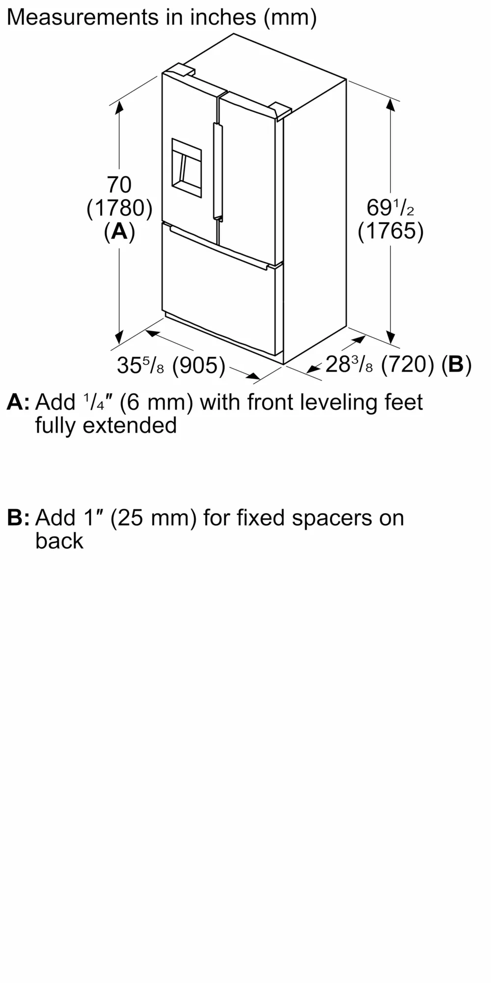 Bosch 100 Series French Door Bottom Mount 36'' Brushed steel anti-fingerprint, Total No Frost