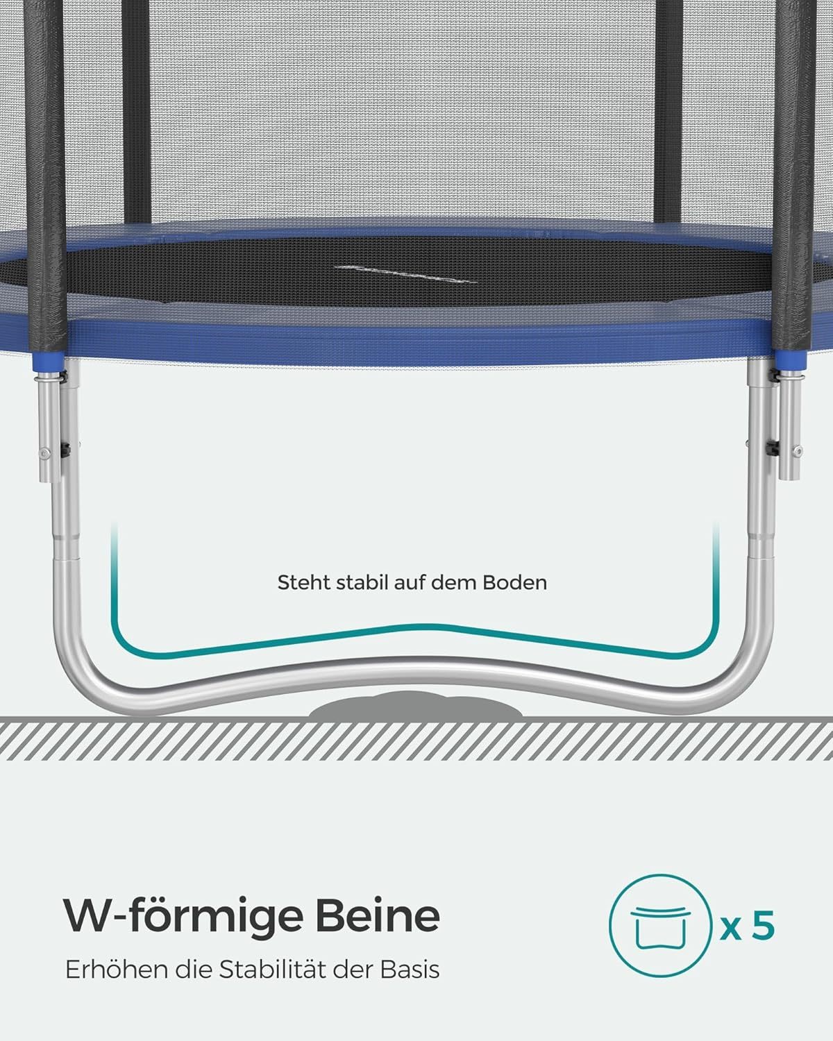 SONGMICS Outdoor Trampoline Ø 427 cm, Round Garden Trampoline with Safety Net, Ladder and Padded Poles