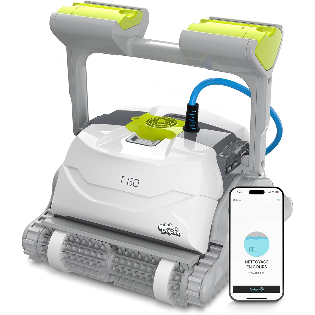 DOLPHIN T60 Electric Pool Cleaner Robot - Wall Cleaning, In-Ground Pool Up to 15 m
