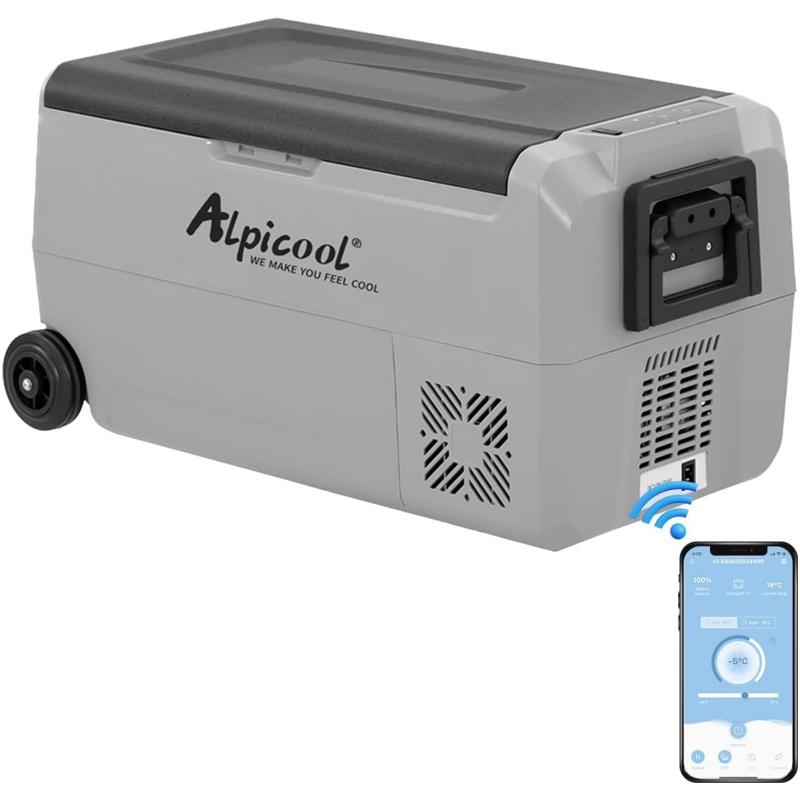 Alpicool T50 50L Compressor Car Refrigerator, Portable Camping Fridge DC 12v Freezer for TruckCampervanRVBoat, -20℃ to 20℃, with USB Socket