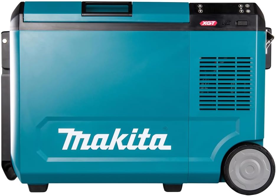 Makita 40V Battery Cooling and Heat Box, 29L Portable Refrigerator, Turquoise, IPX4 Water Resistant, Compressor Cooling System, Bottle Opener, Deep Discharge Protection