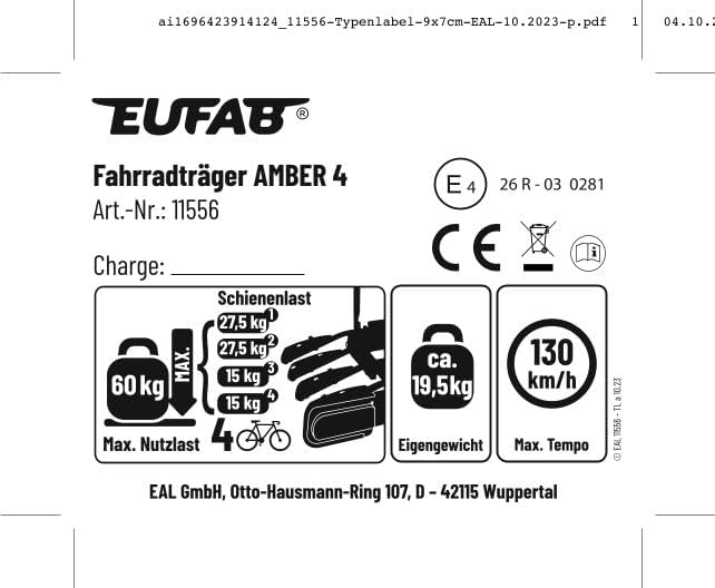 EUFAB 11556 Bicycle Carriers Amber IV