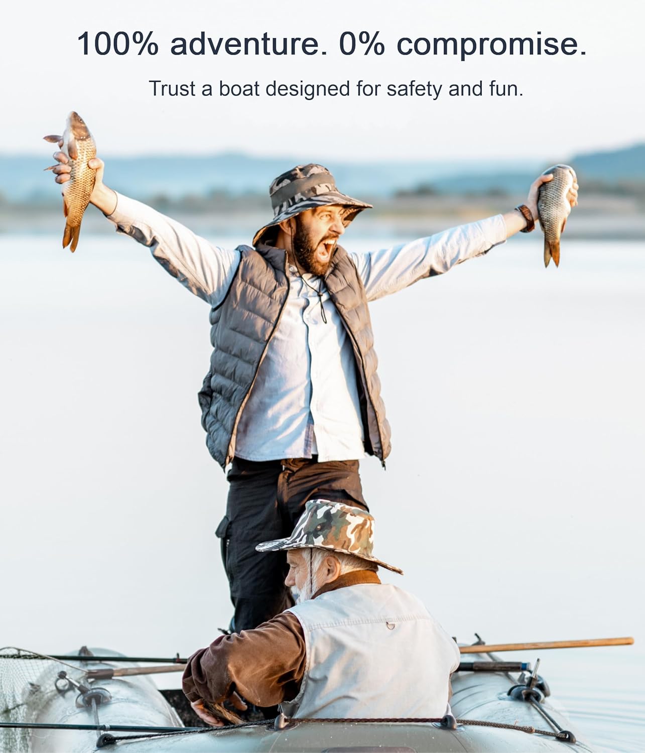 Nemaxx® Professional Schlauchboote [INKL. 2 PADDEL, Tasche + LUFTPUMPE] – Aufblasbare Paddelboote – Gummiboote Angelboote Luftboote – Schlauchboote für 2,5,7 Personen (Länge: 230 cm, 330 cm, 380 cm)