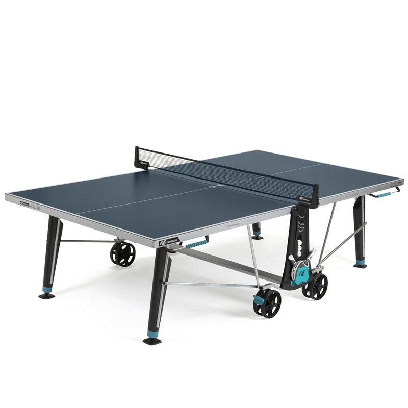 Cornilleau 400X - Outdoor Table Tennis Table - Foldable - Weatherproof - Robust - Rollable - Table Tennis Table for Outdoor Use with 5 mm Melamine Resin Top - Blue or Grey
