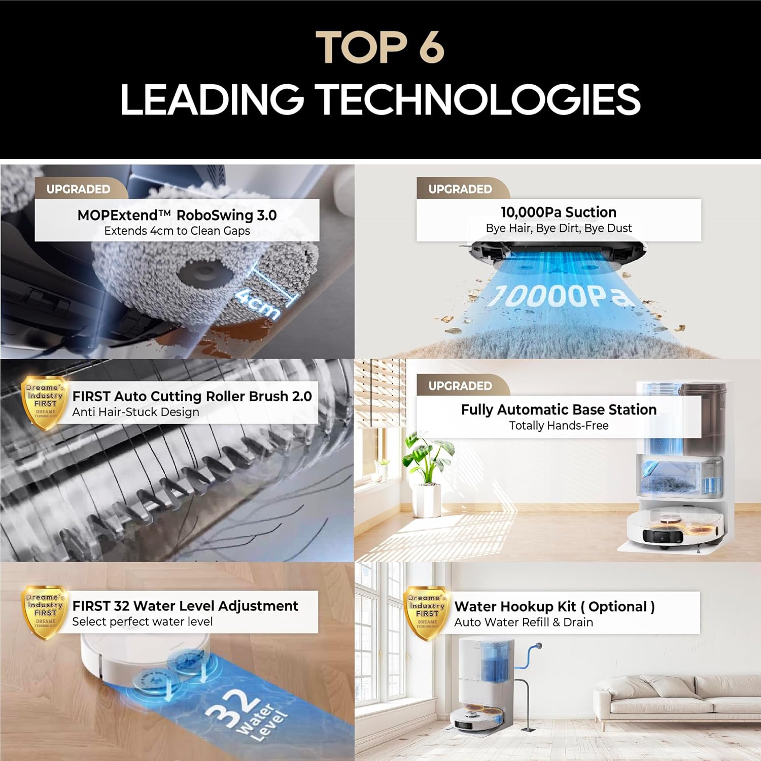 dreame L10s Ultra Robot Aspirateur Laveur avec Base Autonettoyante (Vidange Poussière, Nettoyage Automatique) AI Détection d'obstacles 3D, 5300Pa, Tapis Poils d'animaux, Batterie 210m, WiFi/APP/Alexa