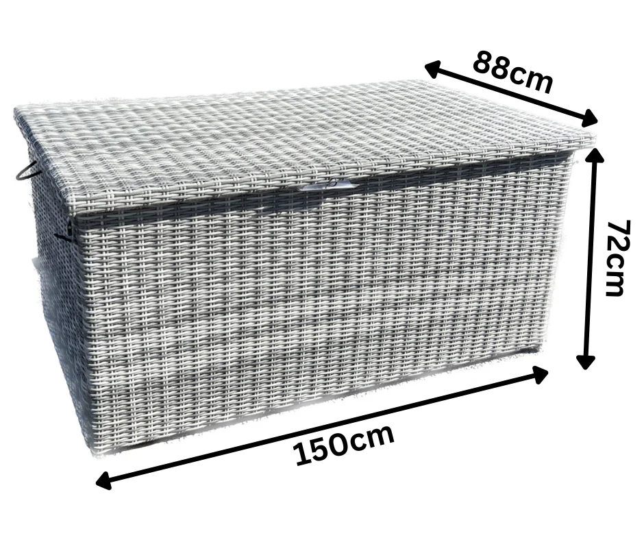 California Weather Proof Storage Chest Style Box with Liner in Grey Rattan Weave