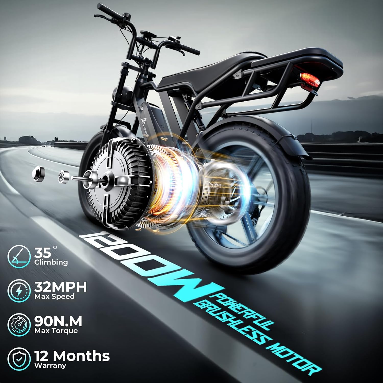 TST Electric Bike for Adults,750W-1500 W Peak Brushless Motor Fat Tire E Bike,48 V Removable Larger Battery,Electric Mountain Bike,with Hydraulic Suspension and 7-Speed E-Bike