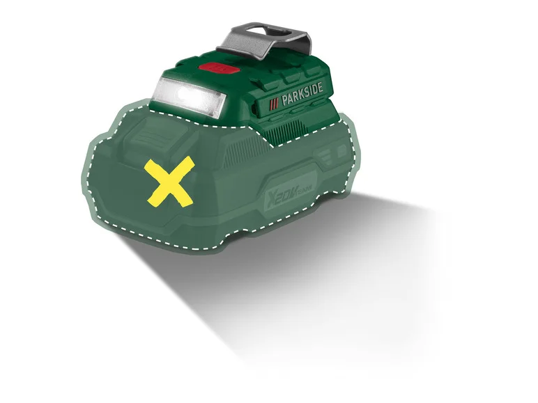 PARKSIDE Adaptateur de batterie USB avec éclairage LED PAA 20 Li-B3, 20 V