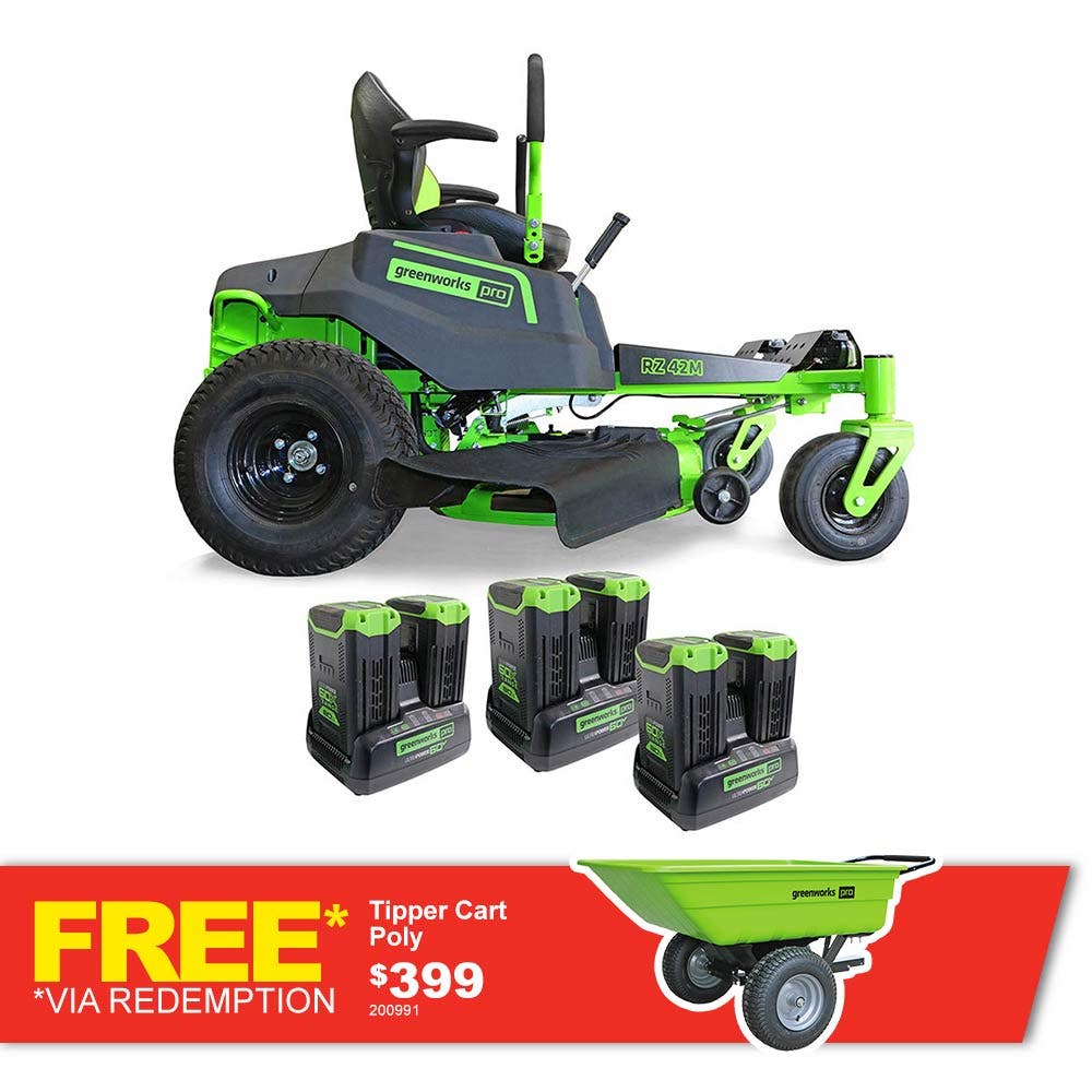 GREENWORKS 6 x 8.0Ah 42" Ride on Mower Zero Turn 7400807AU