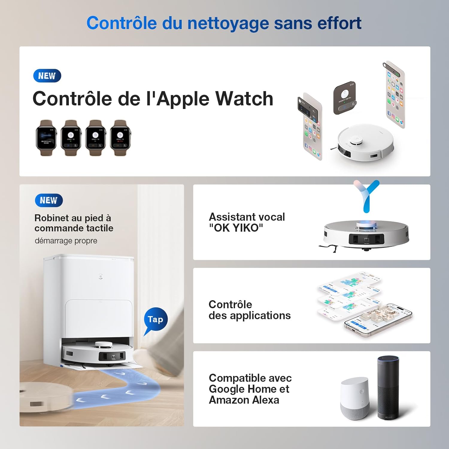 ECOVACS X8 PRO OMNI Robot Vacuum Cleaner with All-In-One Station, 18000Pa Power, Instant Automatic Cleaning OZMO ROLLER, 75℃ Hot Water Cleaning, Automatic Cleaning Solution Addition