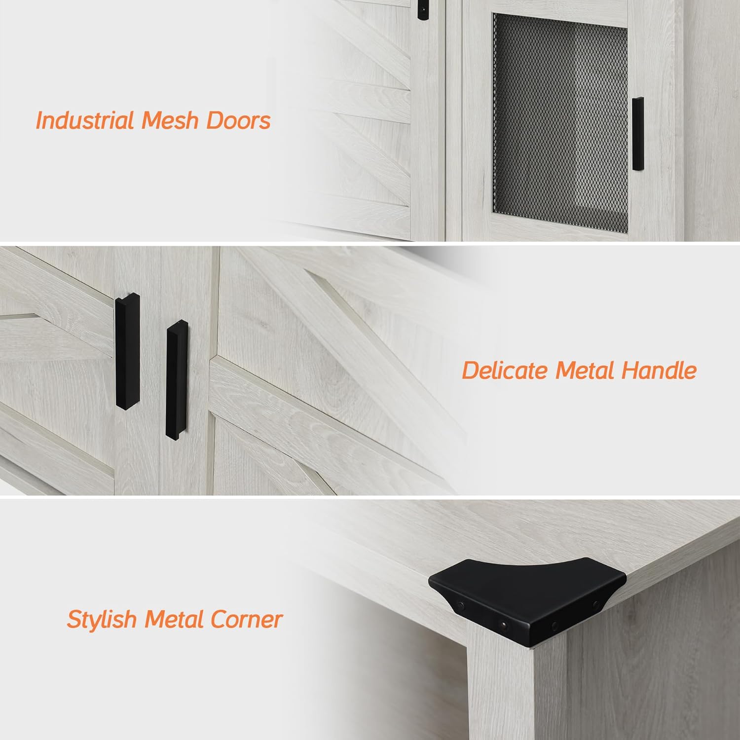 WAMPAT Farmhouse Buffet Cabinet,Rustic Sideboard with Sliding Barn Doors