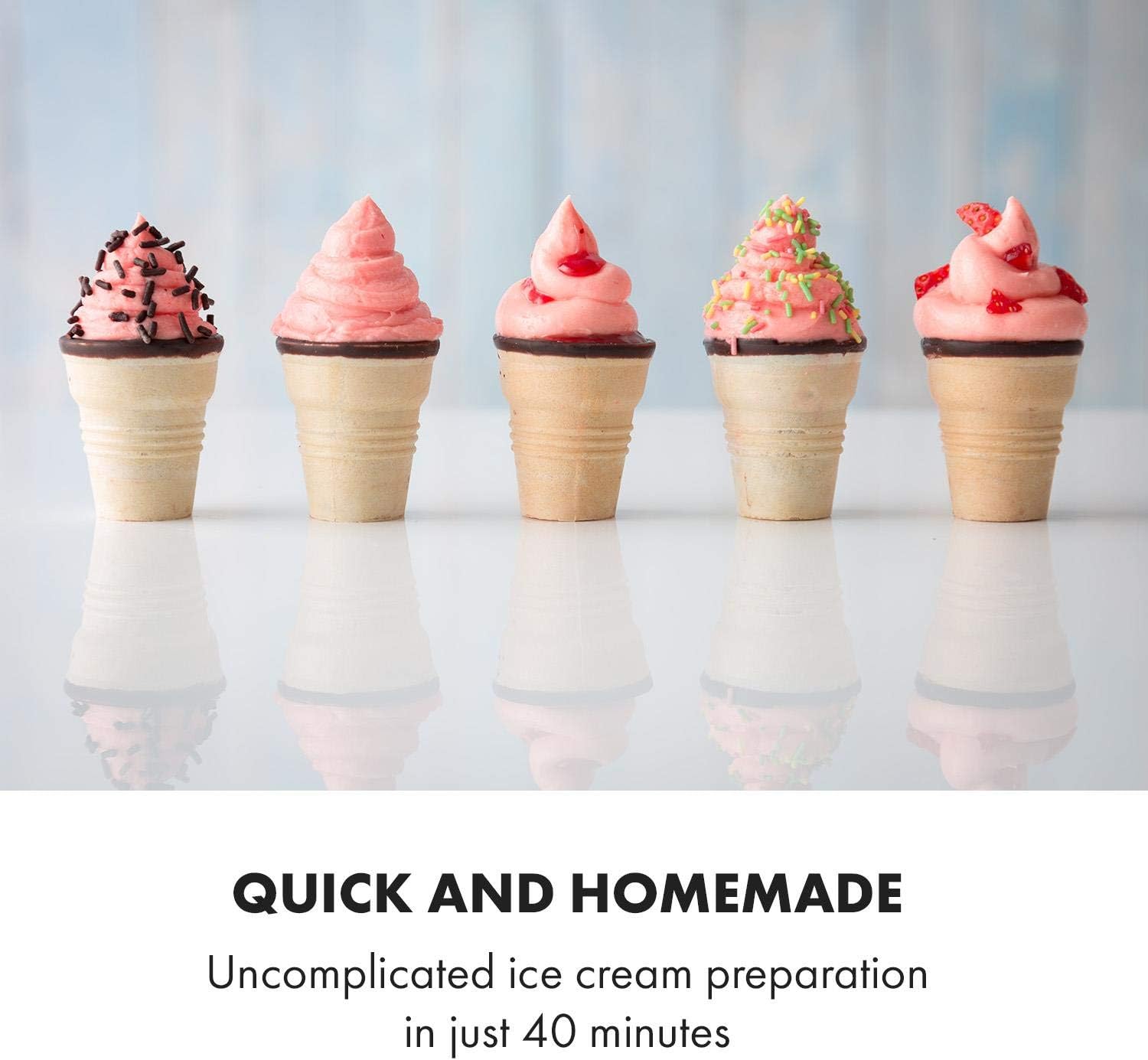 Klarstein Sweet Sundae- Ice Cream Machine, 1.5 Litres, with Self-Cooling Compressor, 200 Watts, Dispensing System, 3 Hour Auto-Cooling Function, Automatic Cleaning System, Stainless Steel