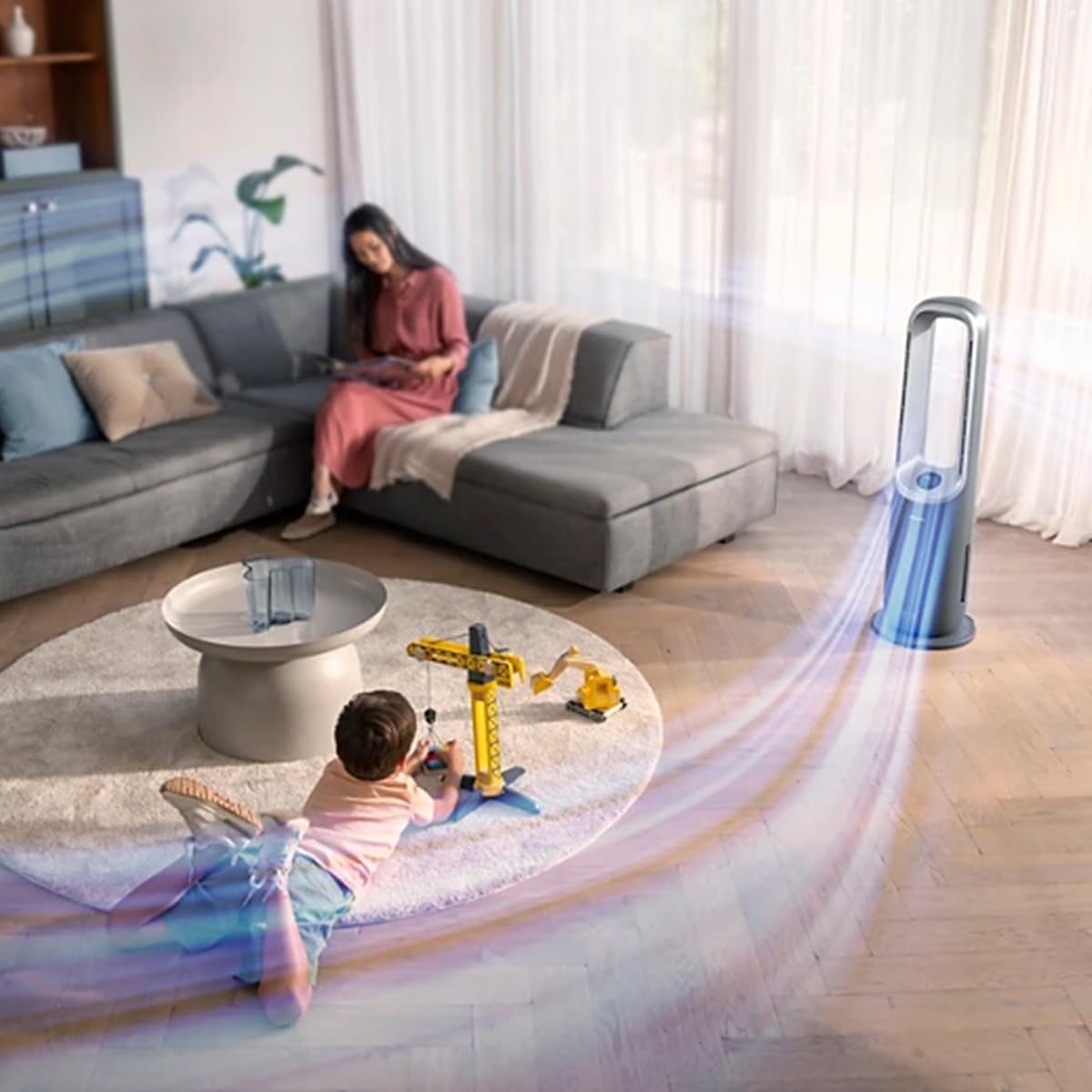 Philips Air Performer 3-en-1 : Purificateur, Chauffage & Ventilateur Rafraîchisseur – Nettoie 70m², Élimine 99,97% des Allergènes et Polluants. Filtre HEPA, Capteurs Intelligents, App (AMF870/15)
