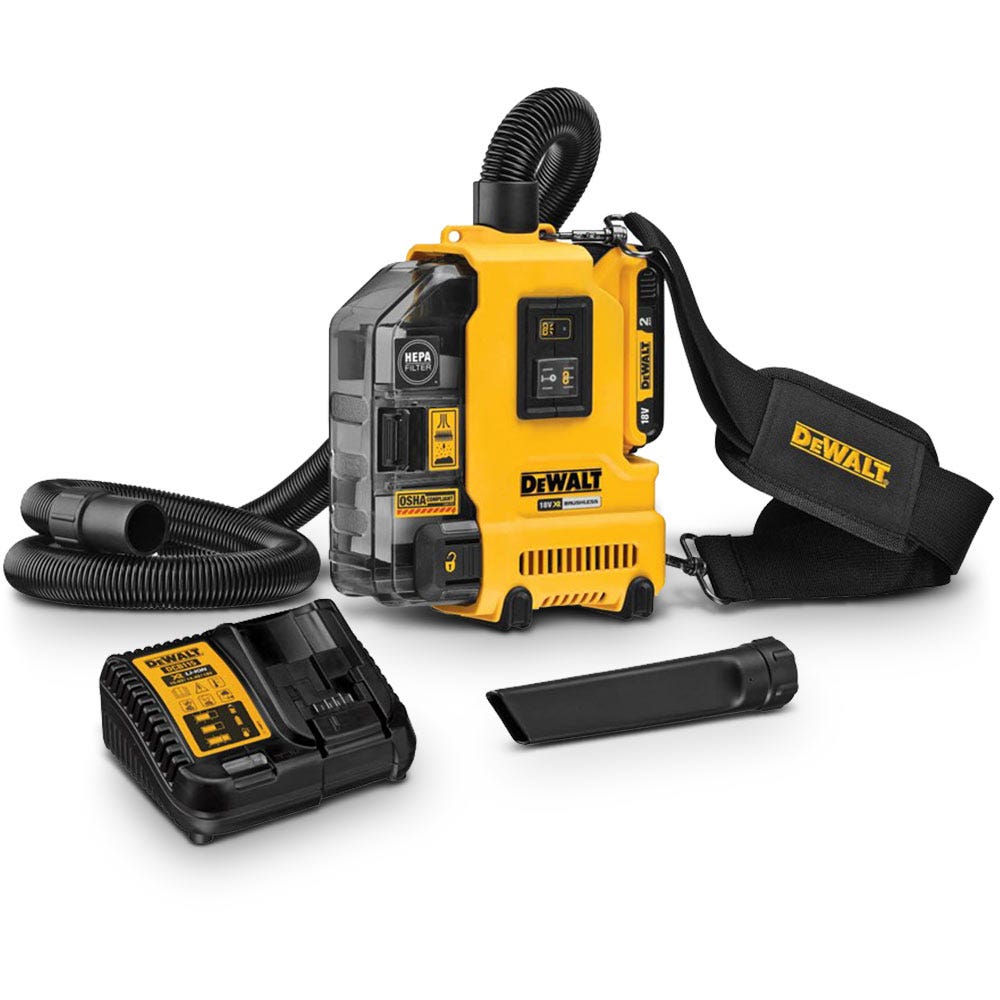 DEWALT 18V Brushless 1 x 2.0Ah Universal Dust Extractor Kit DWH161D1-XE