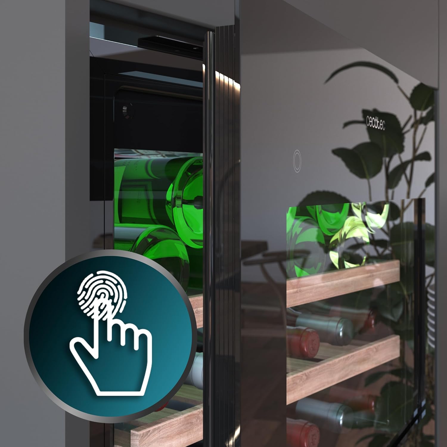 Cecotec Bolero Grandsommelier Bi 28000 Touch Black Compressor Built-in Wine Fridge 28 Bottles With Black Glass Finish And Quiet Operation [Energy Class G]