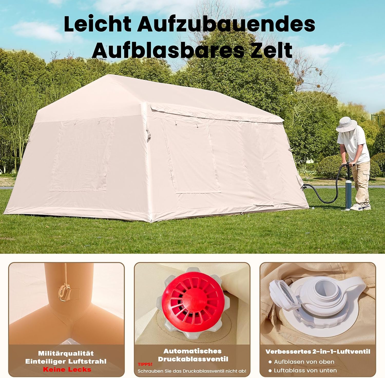 Ytaoeo Inflatable Tent for Camping, Outdoor Tent, Inflatable Camping Tent Made of Waterproof Oxford Fabric, Air Glamping Tents, Various Options