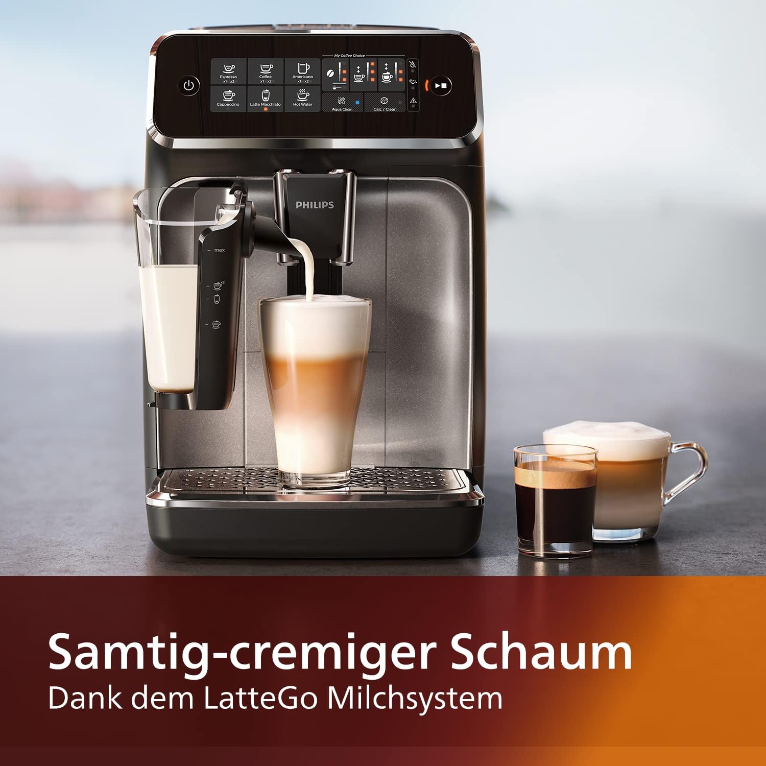 Philips 3200 series EP3246 / 70 fully automatic coffee machine, 5 specialty coffees (LatteGo milk system) black / silver lacquered