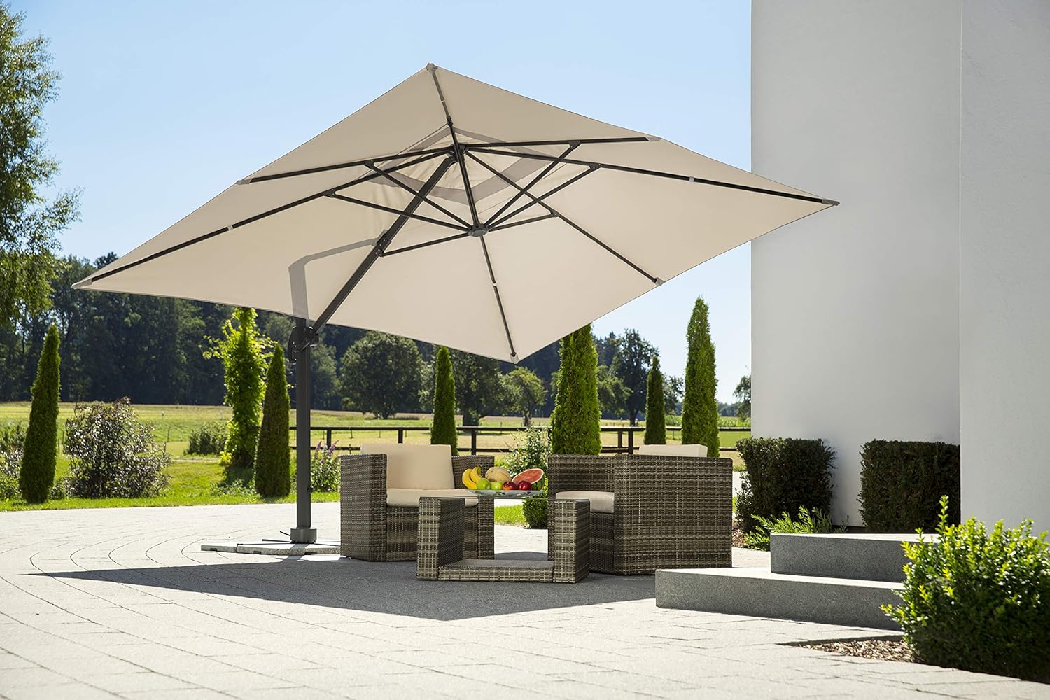Schneider Schirme Rhodes Grande Cantilever Parasol Approx. 400 x 300 cm Natural