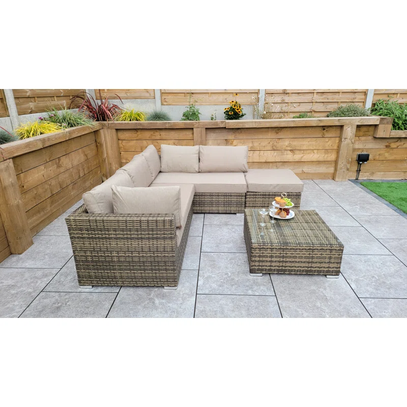 Margaret Wicker 5 - Person Garden Lounge Set with Cushions