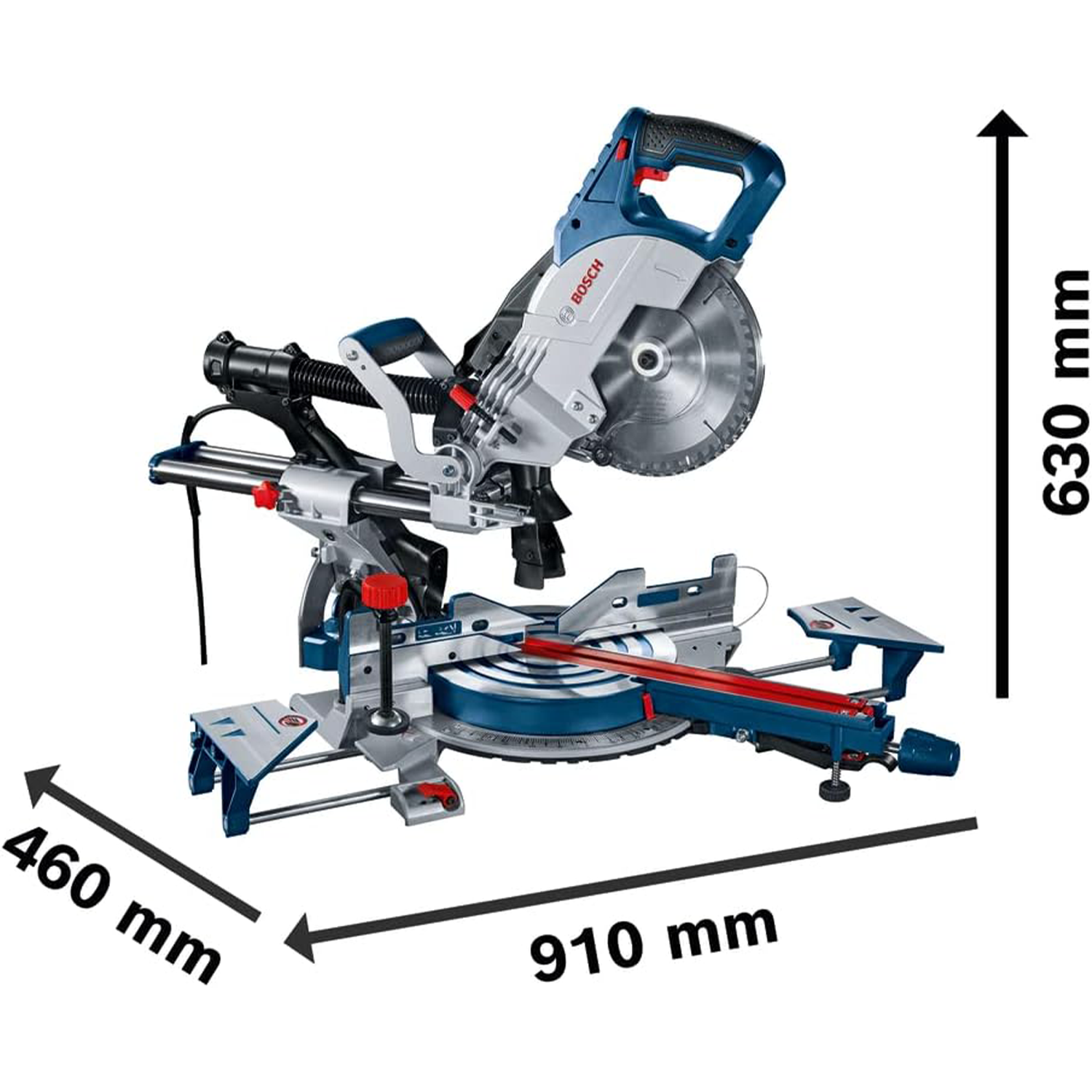 Bosch Professional GT GCM 8 SJL + GTA 2600 Scie à Onglet radiale châssis Professional, Bleu