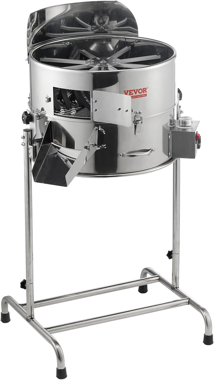 VEVOR Elektrischer Laubschneider, 45,7 cm, kippbar, mit 60 W einstellbarer Geschwindigkeit, Edelstahl-Klingen, Netztasche und Handschere für Blätter, Knospen, Silber