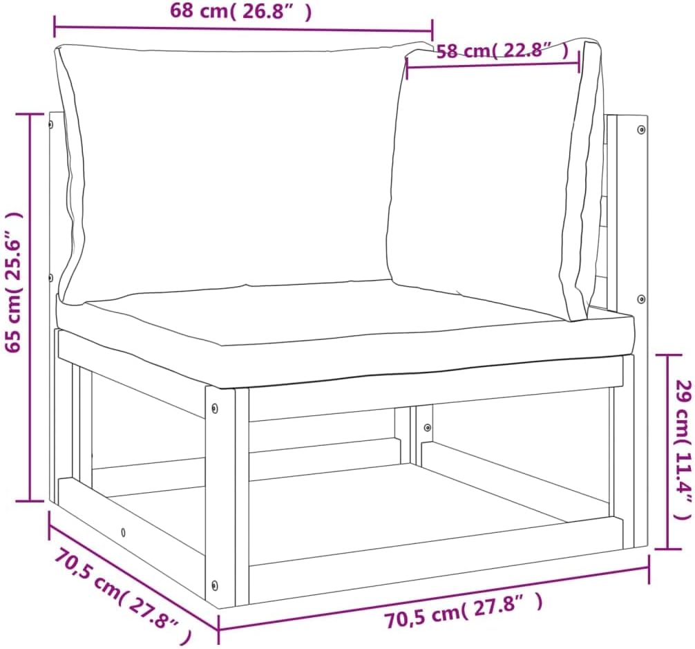 Homgoday 6-TLG. Gartenlounge Set Gartenmöbel Sitzgruppe Gartenlounge Gartensofa Set Gartengarnitur Sitzgarnitur Loungemöbel Terassenmöbel mit Hellgrauen Kissen Massivholz