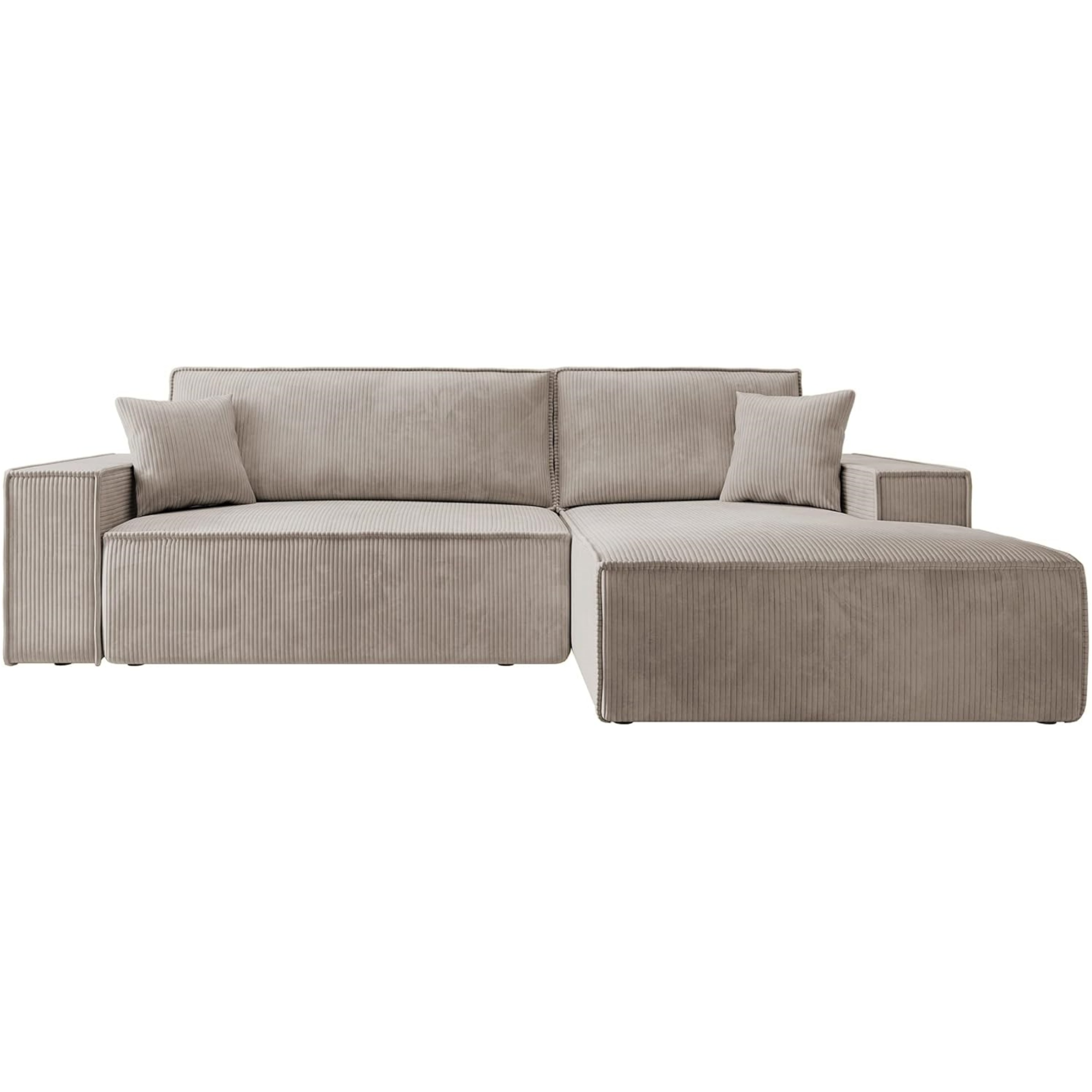 Selsey Sofa Corner Sofa Bed Couch with Storage Space Sleep Function Easy Care Polyurethane Foam L Shape Left Farese Beige Corduroy Look