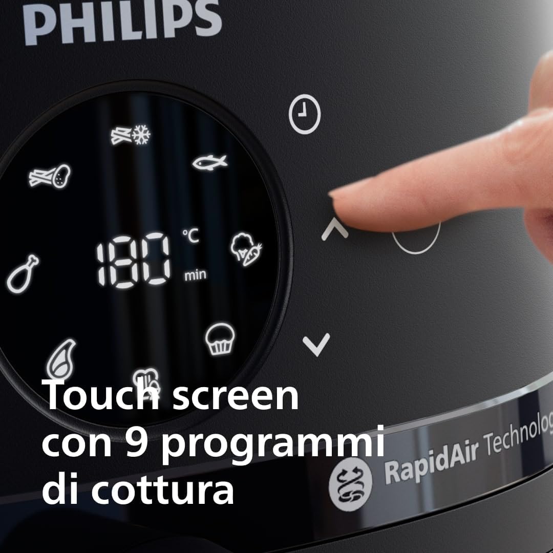 Philips Airfryer Serie 2000 - Friggitrice ad aria da 6,2 L, 13 Modalità, Compatta con Finestra di Cottura, Tecnologia RapidAir, 90% di Grassi in Meno, Facile da Pulire (NA230/00)