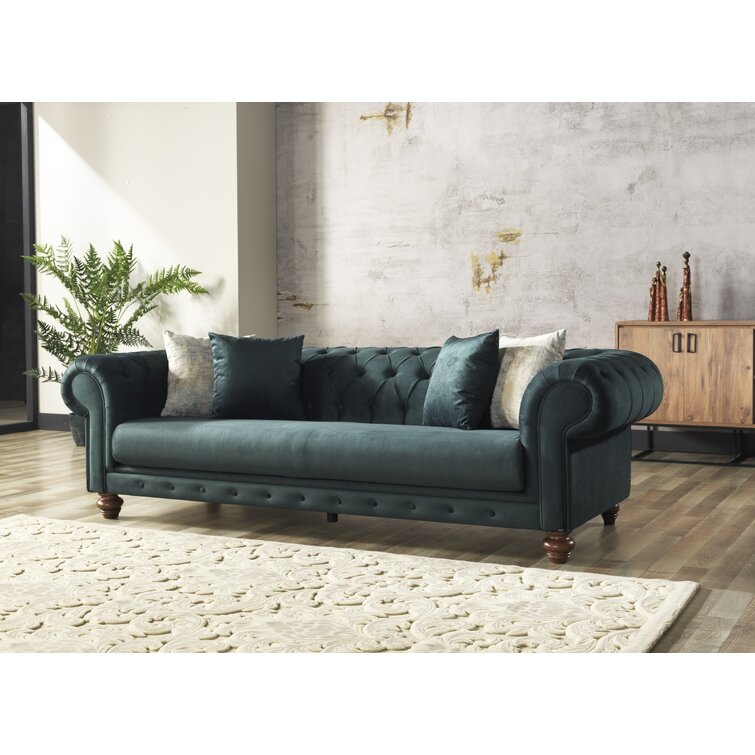 Pritt 96.1” Rolled Arm Chesterfield Sofa