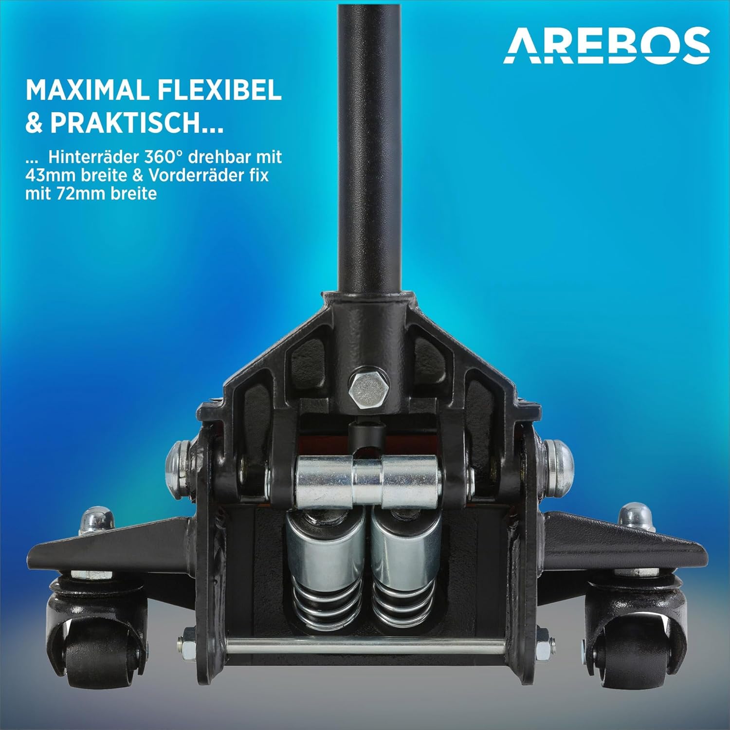 Arebos 3T Hydraulic Trolley Jack Flat | Underride height 85-500 mm | Double piston | 3 supports | Car jack | Jack stand for vehicles and cars