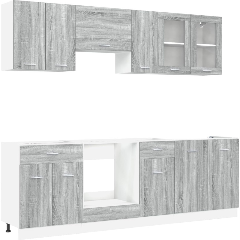 vidaXL Lyon Kitchen Unit White Composite Wood 8-Piece Set