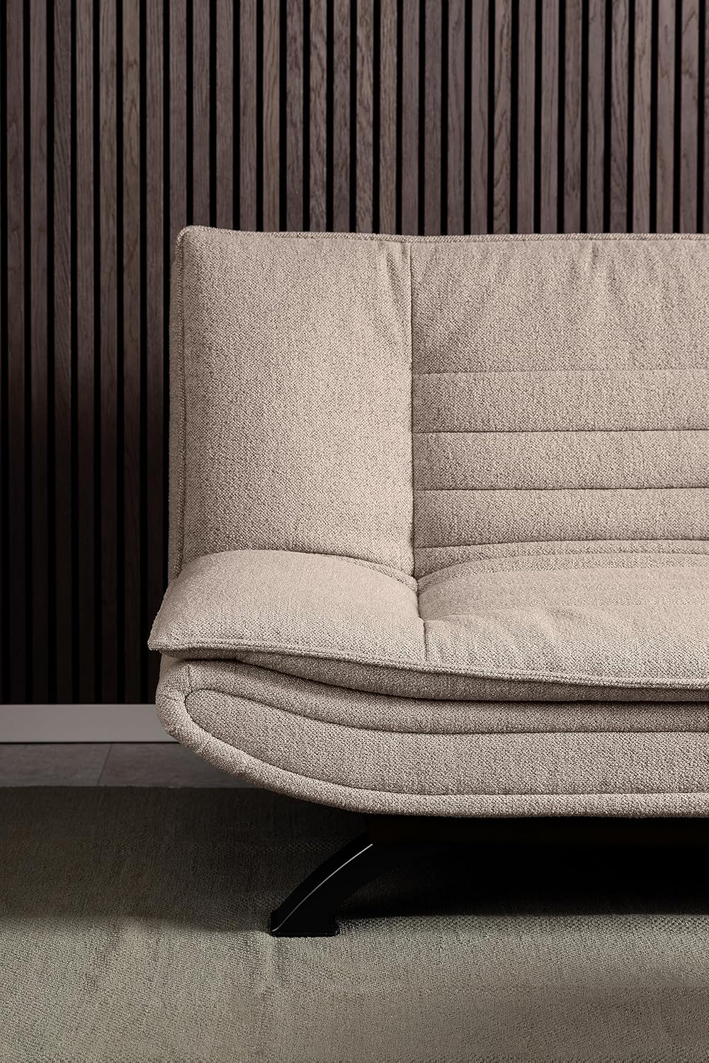 AC Design Furniture Jasper Sofa Bed W: 196 x H: 91 x D: 96 cm, Dark Grey/Black, Fabric/Metal