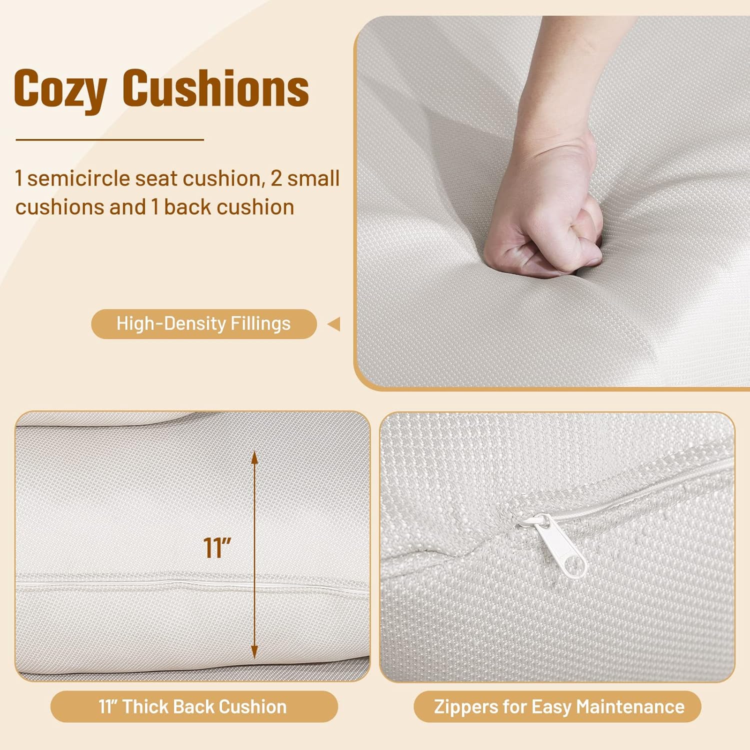 Fauteuil Œuf en Rotin PE avec 4 Coussins Rembourrés, Charge 180KG, Chaise Relax avec Cadre en Métal, Convient pour Salon, Jardin, Terrasse, Patio, 110X82X145 CM