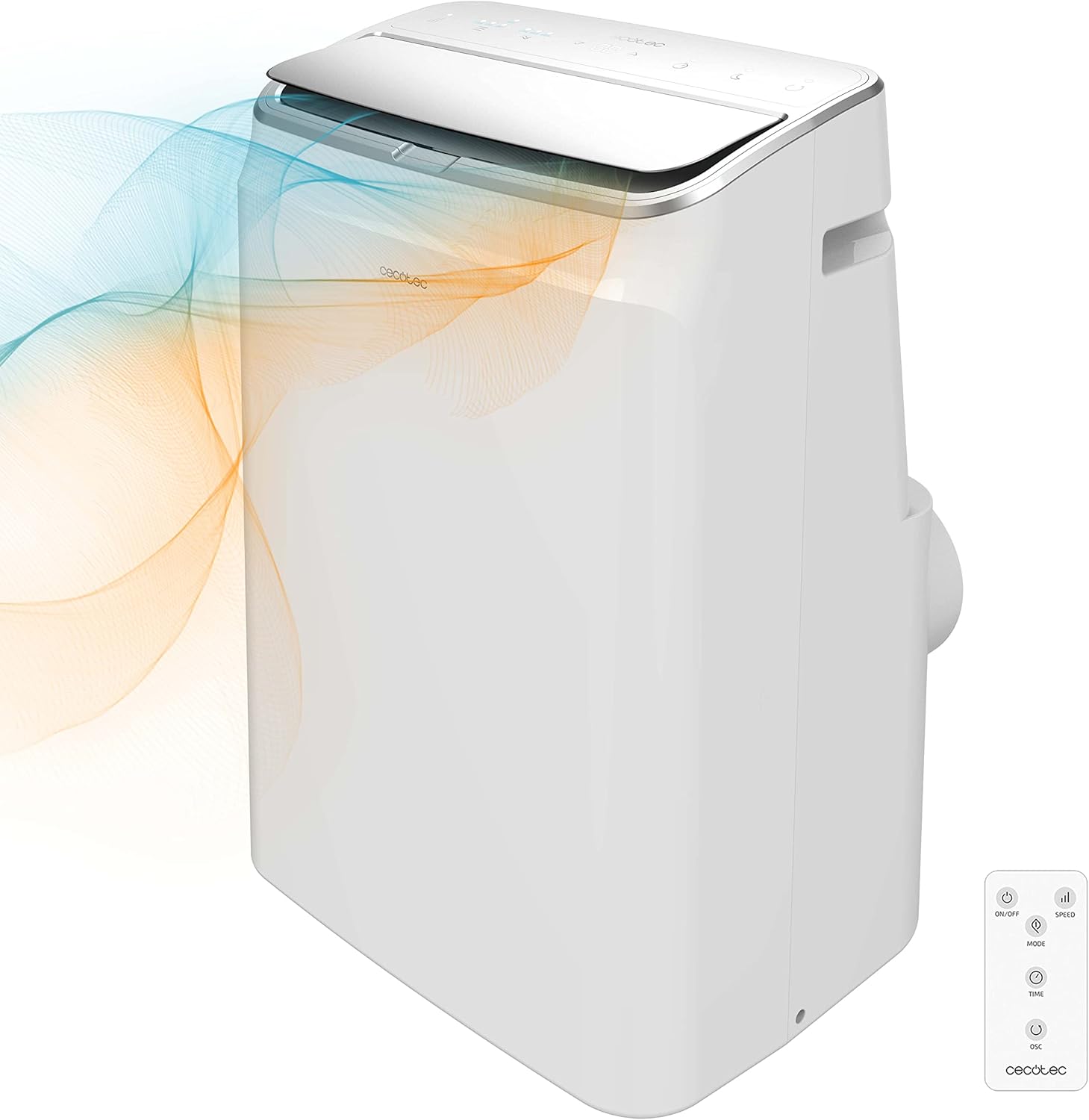 Cecotec Aire Acondicionado Portátil con Mando a Distancia y Bomba de Calor ForceClima 12600 Soundless Heating. 12000 BTU, Pantalla LED, 5 Modos, Deshumidificación, Cobertura 26-28m2