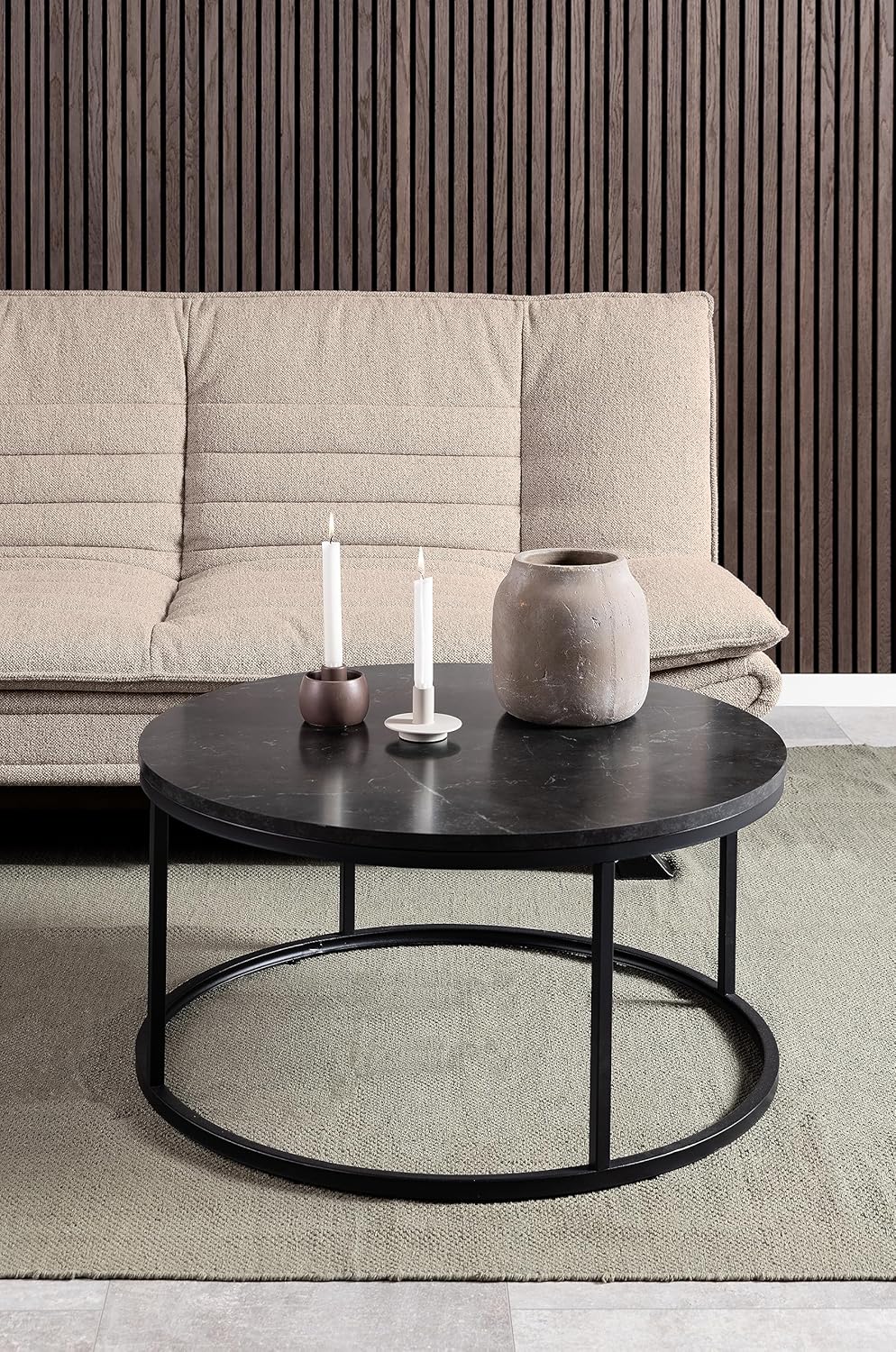 AC Design Furniture Jasper Sofa Bed W: 196 x H: 91 x D: 96 cm, Dark Grey/Black, Fabric/Metal