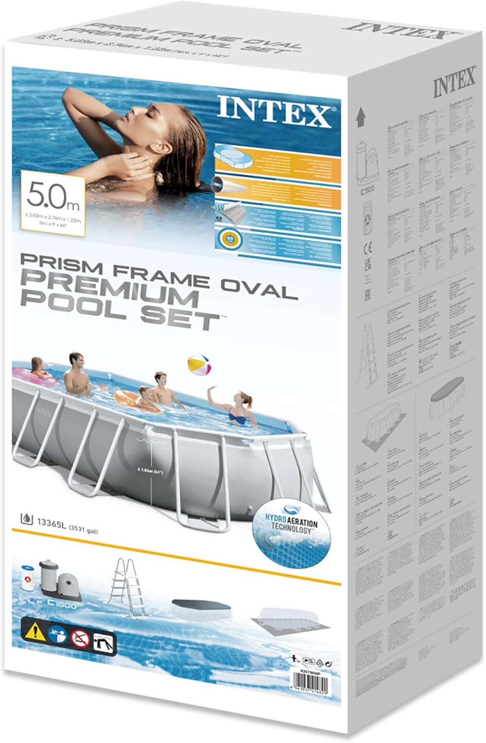 Intex kit Piscine Prism Frame Ovale Tubulaire (l) 5,03 x (l) 2,74 x (h) 1,22m
