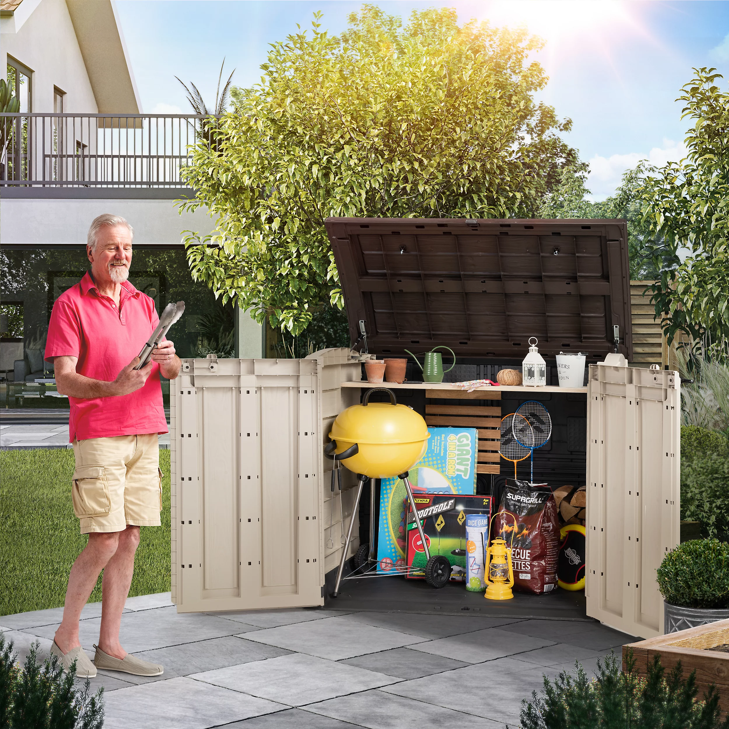 Keter Store It Out Midi Beige & brown Garden storage box 880L