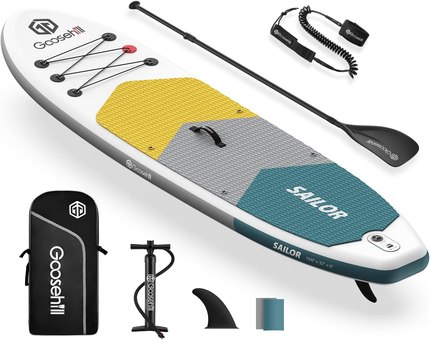 Goosehill Inflatable Stand Up Paddle Board, Premium SUP Package, 10' Long 32 Wide 6 Thick, Patterns Open for Customization