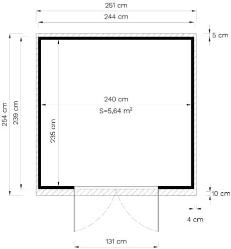 ALPHOLZ Alster Garden Shed Wooden 251 x 254 x 210 cm, Pent Roof, Includes Floor, Storage Shed, Garden, Bicycle Shed, 6 m², 19 mm Wall, Natural