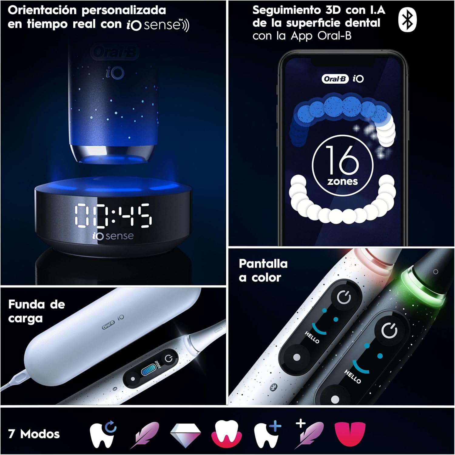 Oral-B iO 10 Electric Toothbrush with Rechargeable Handle, 3 Replacement Heads and Travel Case with Charger, Designed by Braun, Original Gifts for Women and Men - Black