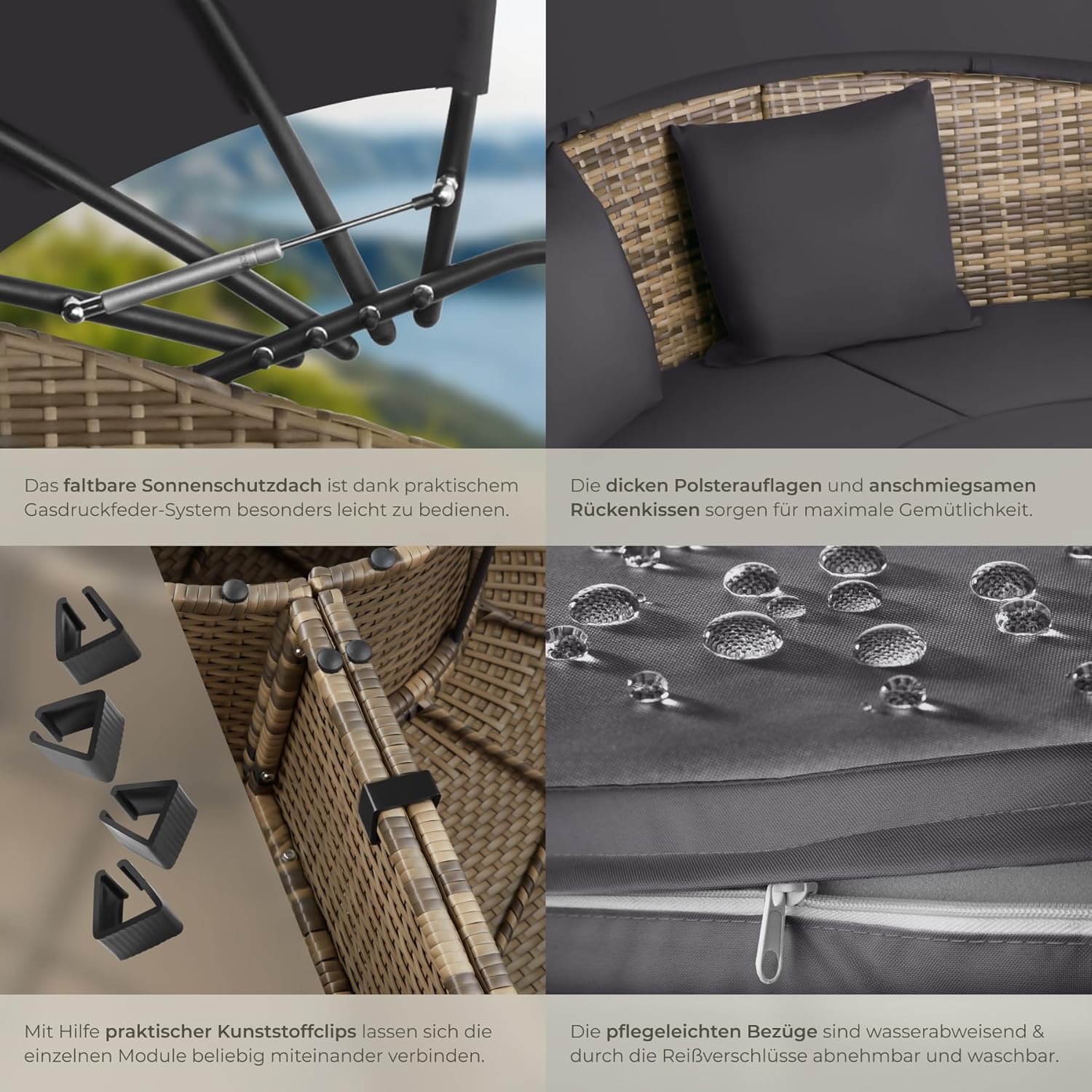 Lounge Muschel Sonneninsel Outdoor wetterfest