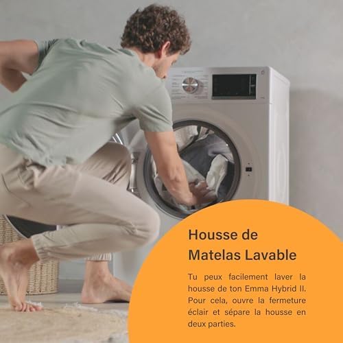 Emma Hybrid II Mattress | Memory Foam and Pocket Springs | 140 x 190 cm | Height 25 cm | Medium Firm (H7) | 7 Zone Support | Ergonomic | Ultra-Breathable | Durable | Washable Cove