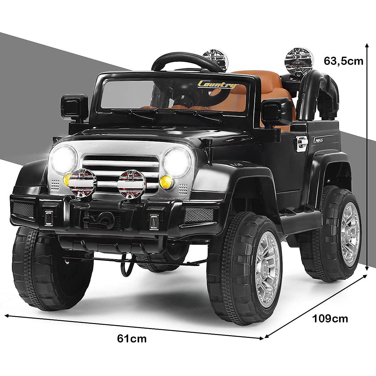Elektroauto Jeep mit Aufbewahrungsbox & Fernbedienung schwarz