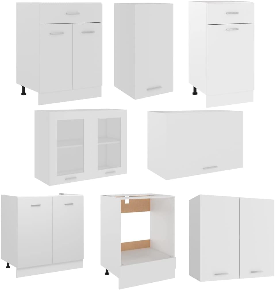vidaXL Lyon Kitchen Unit White Composite Wood 8-Piece Set