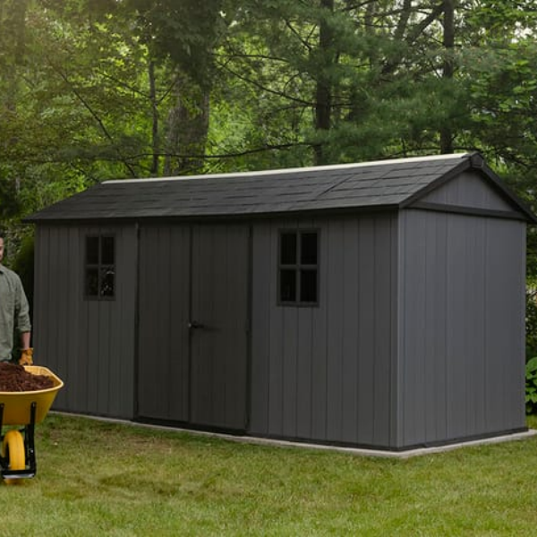 Newton Plus 7.5x15 Storage Shed - Grey
