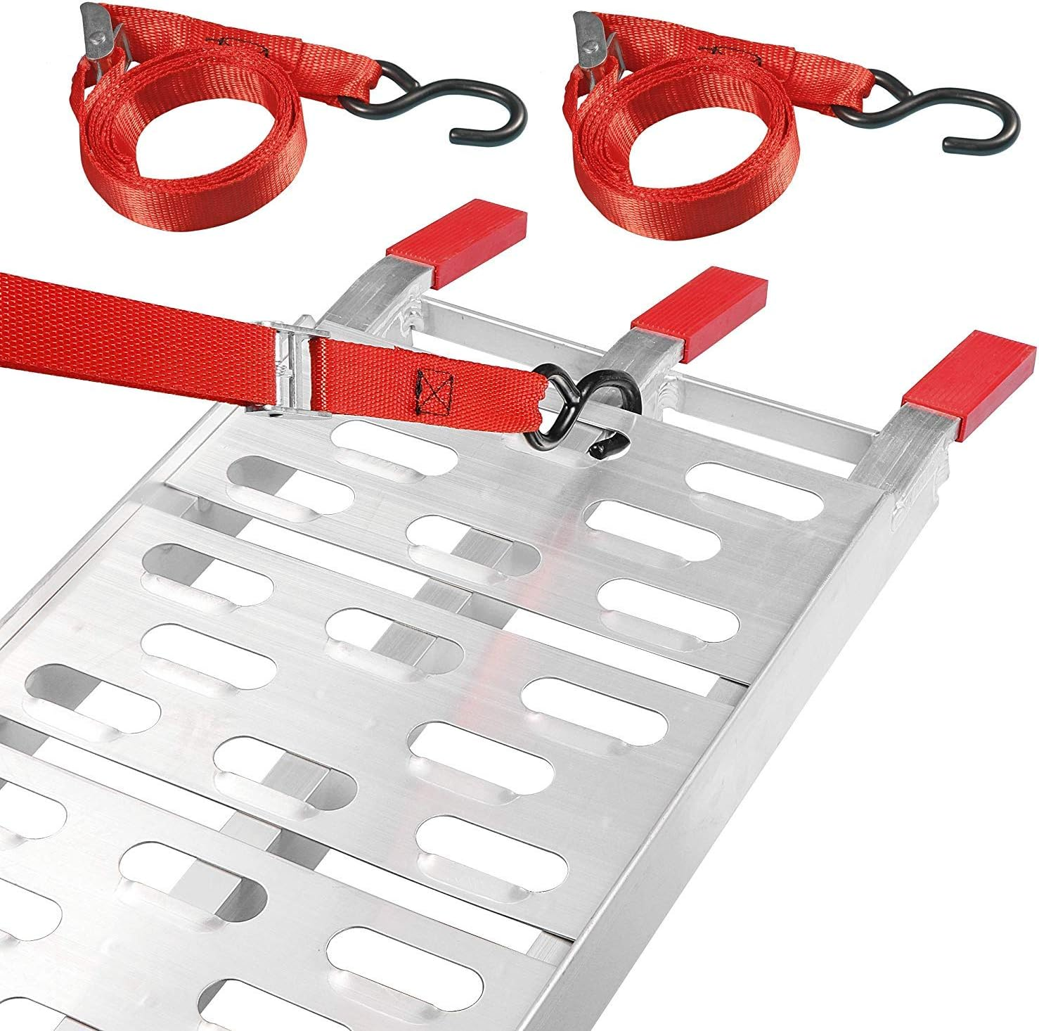 7.5' Folding Truck Ramps Aluminum 2 PC 1500 lbs Capacity Trailer Loading Ramps Trucks w/Straps for ATV UTV Motorcycle Snow Blower Lawn Mower Pickup