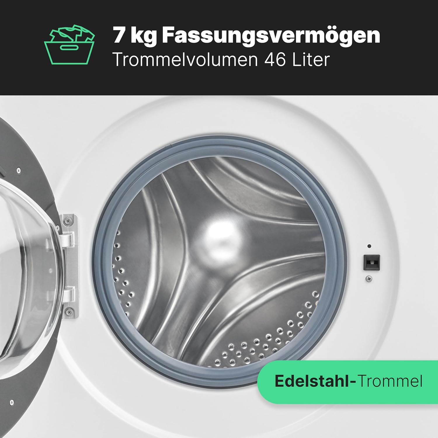 Bomann® Waschmaschine 7kg | max. 1400 U/min | 10 Jahre Motor-Garantie | effizienter, leiser & langlebiger Invertermotor | 15 Programme | Endzeitvorwahl | LED-Display | Washing Machine | WA 7175 weiß [Energieklasse A]