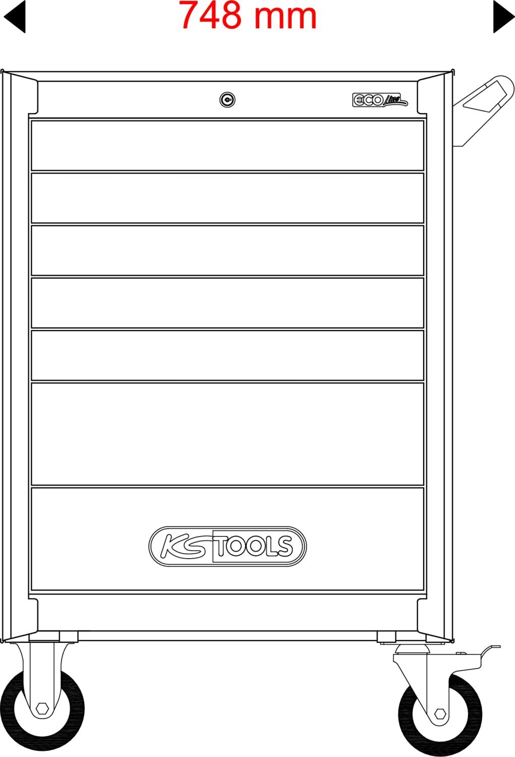 KS Tools ECOline 897.0007 Workshop Trolley with 7 Drawers Black/Red
