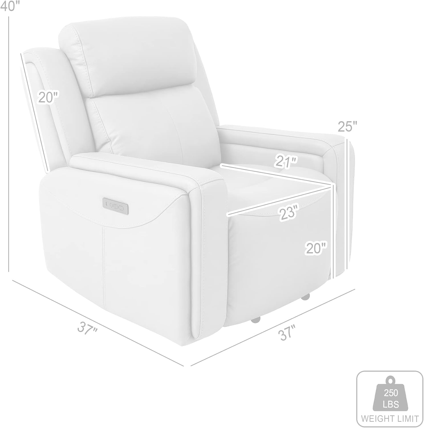 Armen Living Dual Power Headrest and Lumbar Support Recliner Chair with USB Charging Ports