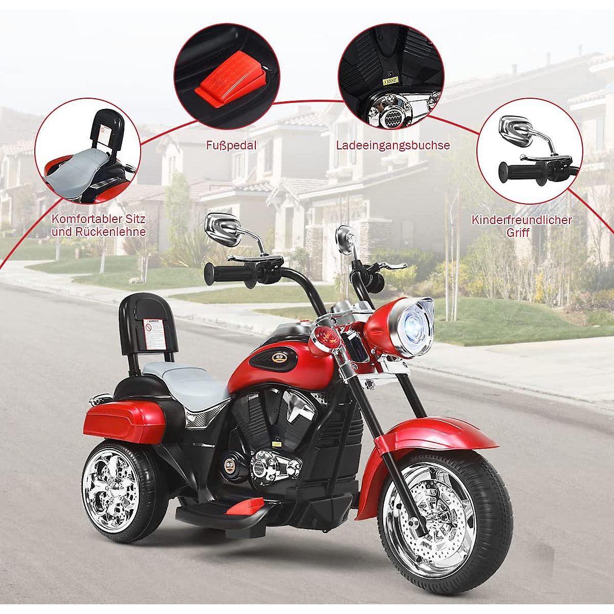 Motorrad Dreirdriges Design ab 3 Jahren rot